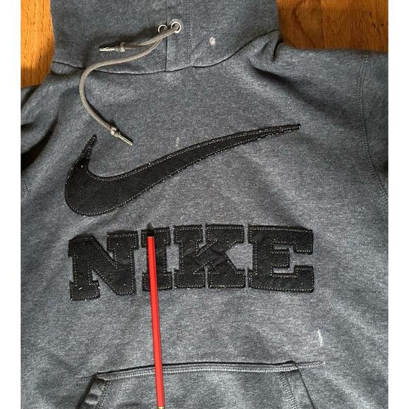NIKE Hoodie Gray Men's S The Athletic Dept Y2K Spell Out Swoosh Pullover Sweater - Picture 3 of 16